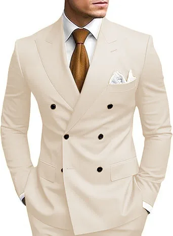 طقم ملابس رجالي مكون من قطعتين مزدوج الصدر، بدلة مزدوجة الشق لفساتين الزفاف، بدلة كاجوال للتخرج