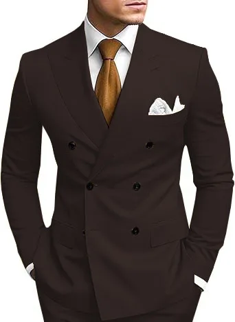 طقم ملابس رجالي مكون من قطعتين مزدوج الصدر، بدلة مزدوجة الشق لفساتين الزفاف، بدلة كاجوال للتخرج - Image 4