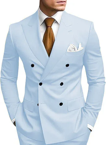 طقم ملابس رجالي مكون من قطعتين مزدوج الصدر، بدلة مزدوجة الشق لفساتين الزفاف، بدلة كاجوال للتخرج - Image 5