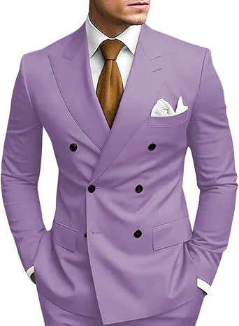 طقم ملابس رجالي مكون من قطعتين مزدوج الصدر، بدلة مزدوجة الشق لفساتين الزفاف، بدلة كاجوال للتخرج - Image 6