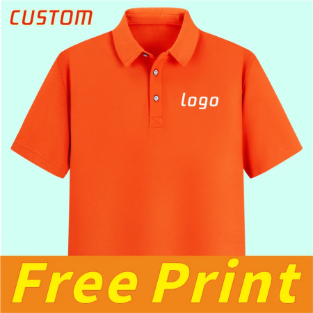 ارتفاع نهاية قميص بولو مخصص الصيف قصيرة الأكمام طباعة الشعار شعار شعار طية صدر السترة تي شيرت والتطريز تنفس مريح للرجال والنساء ملابس العمل