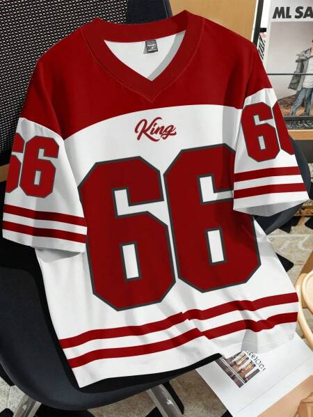 2025 تي شيرت جيرسي برقبة على شكل v بأكمام قصيرة نمط رياضي عتيق للرجال تي شيرت رياضي برقبة على شكل v سريع الجفاف مريح للتنفس