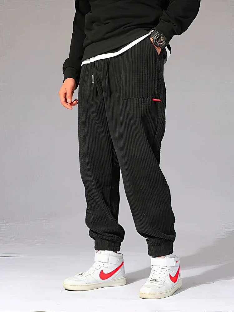 فضفاض سروال قصير بنطال رياضي الرجال التكنولوجيا الصوف Sweatpants رجل الخريف الشتاء عادية سراويلي حريمي الذكور الرياضة الحرارية بنطلون - Image 5