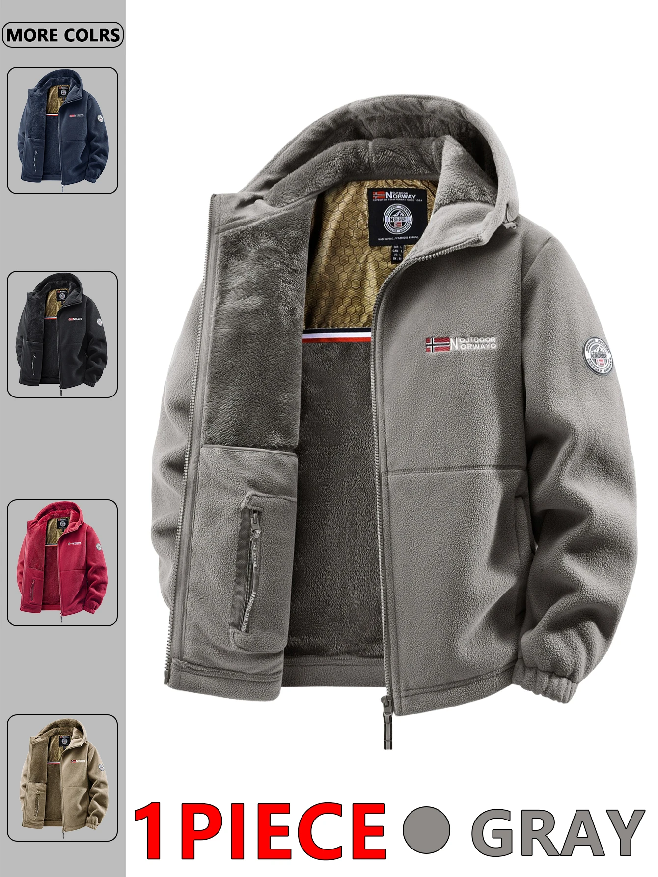 سترة بغطاء للرأس للخريف والشتاء للرجال، مناسبة للارتداء اليومي في المنزل، للسفر، والحفلات، والتنقل، والأزياء الخارجية متعددة الاستخدامات، وتعزز المزاج، وملابس الشارع، وملابس السفر. - Image 4