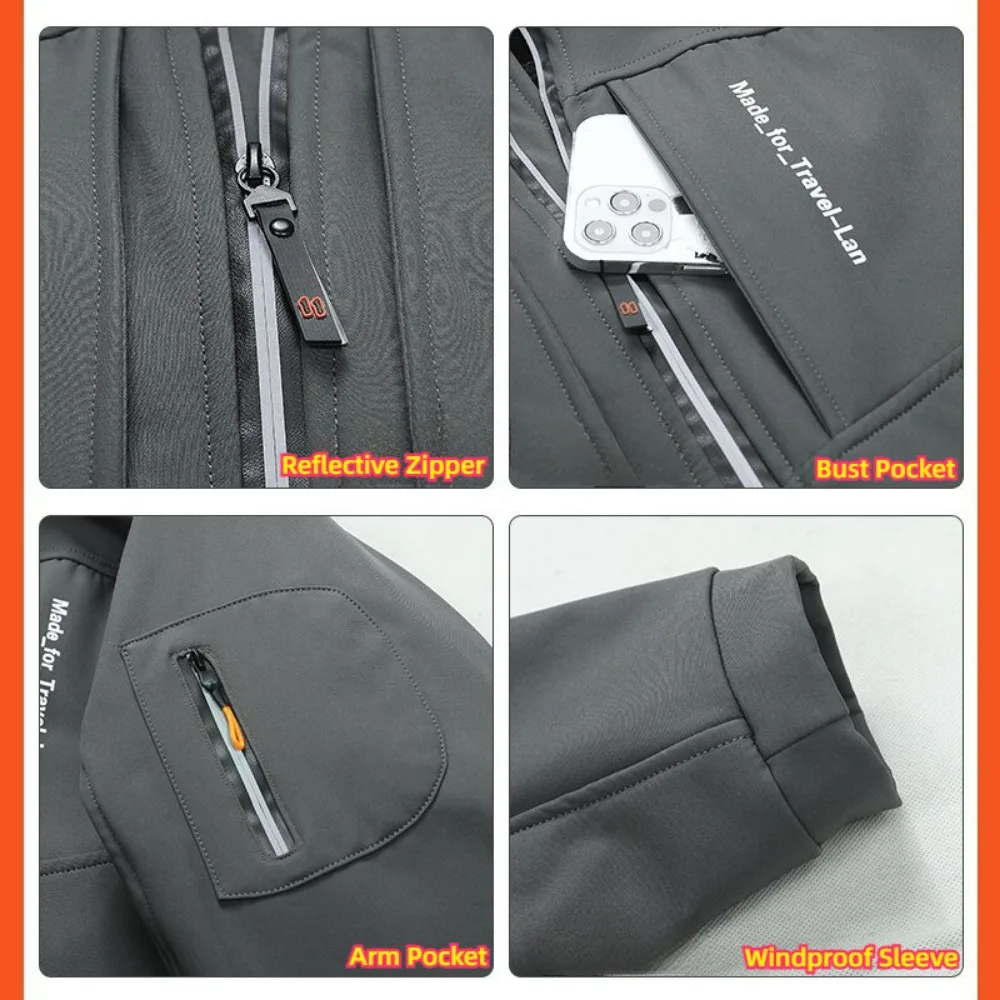 KB الرجال السترات في الهواء الطلق الصوف بطانة سترة واقية مقاوم للماء الشتاء الدافئة سترة للرجال انفصال قبعة الرجال معاطف - Image 4