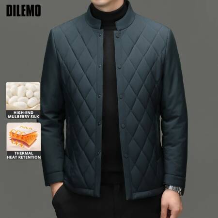 سترة رجالية فاخرة من حرير التوت بياقة عالية، تصميم جديد أنيق لفصلي الخريف والشتاء، معطف عملي غير رسمي مقاوم للرياح