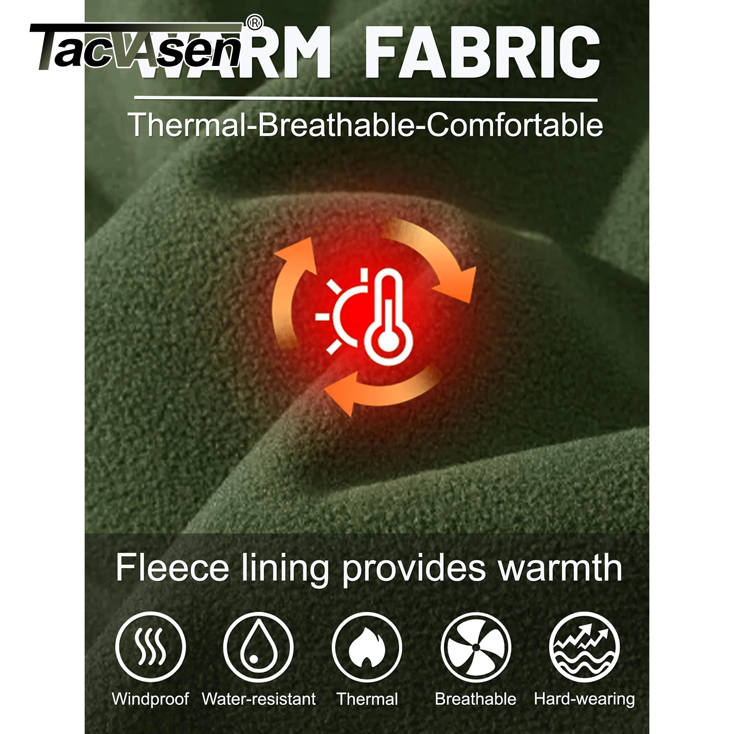 سترة TACVASEN للرجال من الصوف الناعم مع غطاء محرك السيارة معطف مقاوم للماء سترة واقية شتوية خفيفة الوزن سترات مطر للعمل والمشي لمسافات طويلة في الهواء الطلق - Image 4