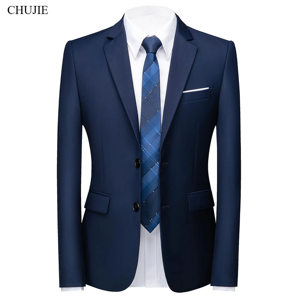 سترات رسمية للرجال سترات بدلة زفاف عالية الجودة أنيقة بقصة ضيقة للمكتب جاهزة من القماش المطاطي معاطف رفيعة للرجال غير رسمية 2025