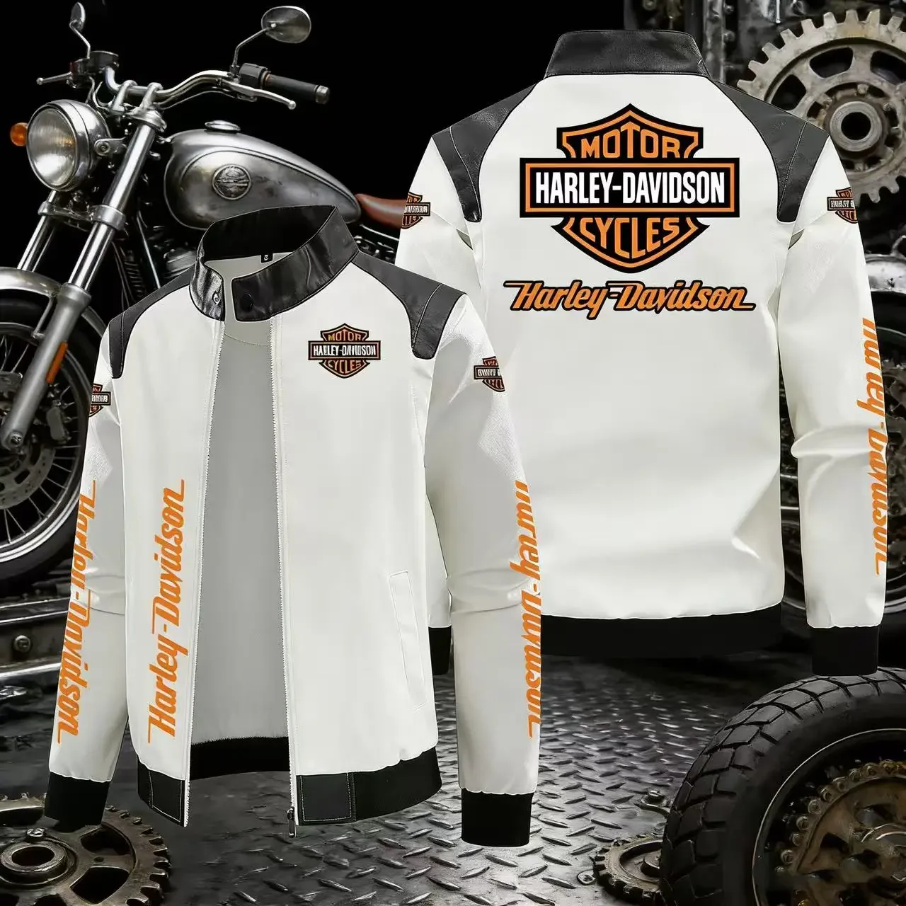 سترة دراجات نارية جديدة بطباعة هارلي ديفيدسون للخريف والشتاء، سترة جلدية صناعية دافئة للرياضات الخارجية مقاومة للماء - Image 4