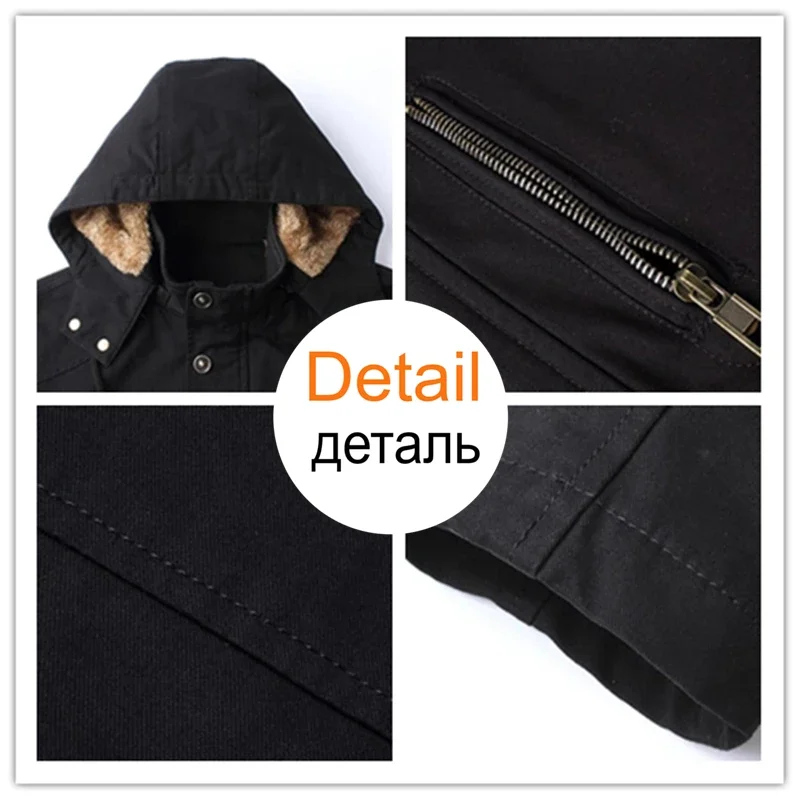 سترة واقية من الصوف السميك للرجال ، سترات العمل القطيفة ، معطف قطني طويل ، سترات رجال الأعمال ، ملابس الموضة الجديدة ، الشتاء والخريف - Image 6