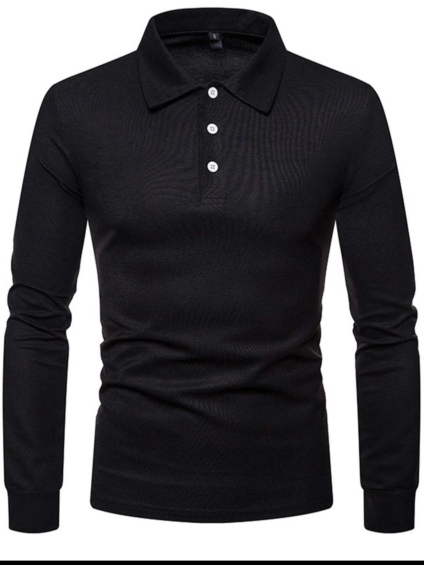 قميص بولو رجالي بقصة ضيقة وأكمام طويلة بلون سادة كاجوال أنيق تي شيرت متعدد الألوان