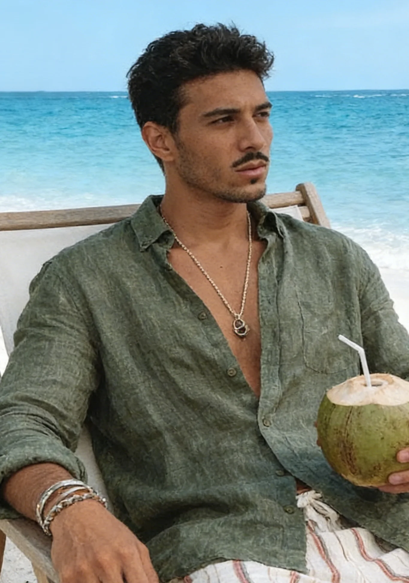 سترة رجالية جديدة بأكمام طويلة من القطن والكتان بأزرار وطية صدر السترة - Image 6