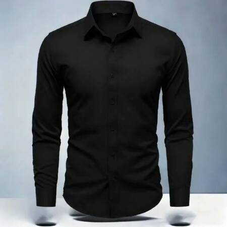 قميص أبيض للرجال بأكمام طويلة، كاجوال بدون حديد، قميص مناسب للربيع/الصيف، ملابس رسمية احترافية