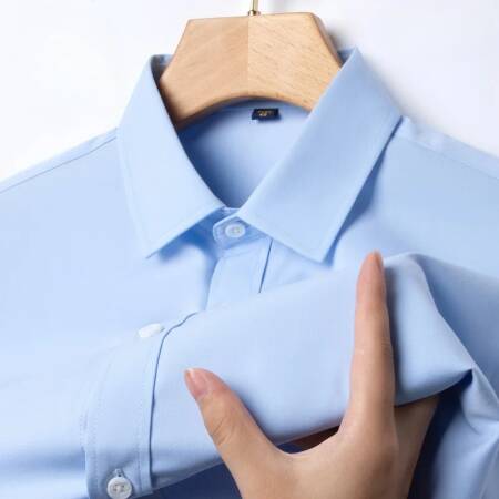 جديد المضادة للتجاعيد الرجال قمصان طويلة الأكمام قمصان للرجال سليم صالح الأعمال الاجتماعية بلوزة أبيض أزرق مكتب قميص S-4XL