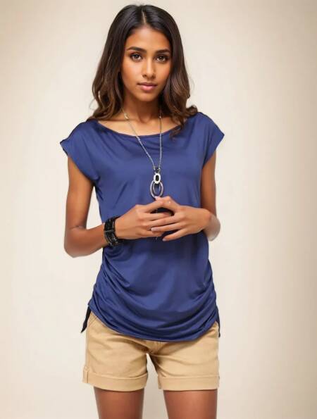 BBWM جولة الرقبة مرونة قصيرة الأكمام أزياء المرأة تي شيرت فضفاض الرجعية الوردي ضئيلة الصيف الإناث أعلى