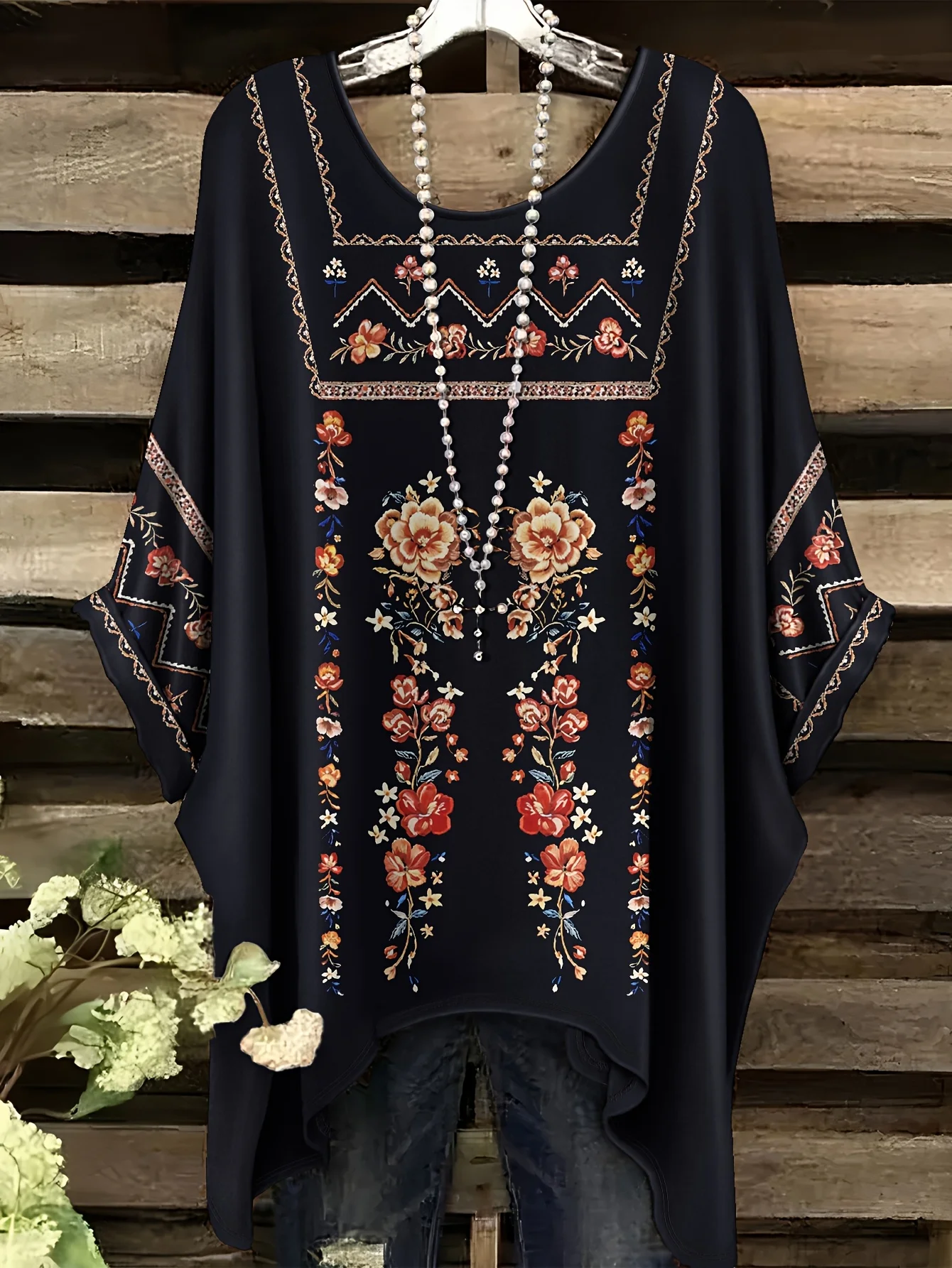 تي شيرت نسائي عصري بطباعة زهور عتيقة لعام 2026، بأكمام قصيرة وتصميم غير منتظم، ملابس نسائية فضفاضة وغير رسمية بمقاس كبير