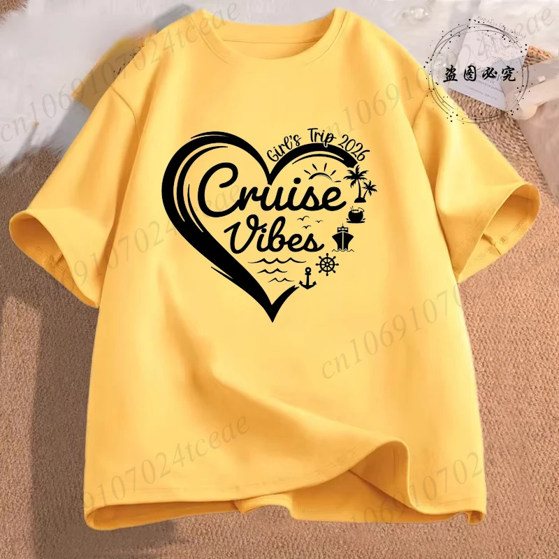 تي شيرتات للبنات بتصميم كروز 2026، قمصان رحلات البنات، تي شيرتات العطلات، تي شيرتات فريق الرحلات البحرية، ملابس نسائية بأكمام قصيرة، بلوزات سفر - Image 3