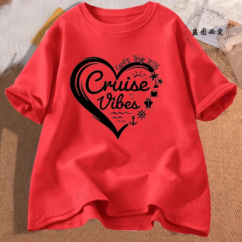 تي شيرتات للبنات بتصميم كروز 2026، قمصان رحلات البنات، تي شيرتات العطلات، تي شيرتات فريق الرحلات البحرية، ملابس نسائية بأكمام قصيرة، بلوزات سفر - Image 5