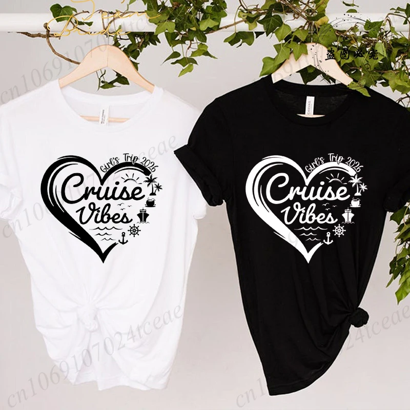 تي شيرتات للبنات بتصميم كروز 2026، قمصان رحلات البنات، تي شيرتات العطلات، تي شيرتات فريق الرحلات البحرية، ملابس نسائية بأكمام قصيرة، بلوزات سفر