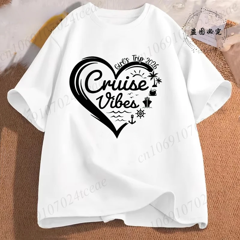 تي شيرتات للبنات بتصميم كروز 2026، قمصان رحلات البنات، تي شيرتات العطلات، تي شيرتات فريق الرحلات البحرية، ملابس نسائية بأكمام قصيرة، بلوزات سفر - Image 4