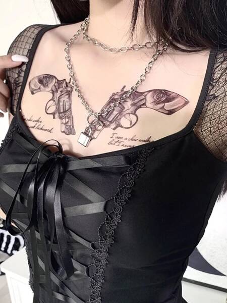 تي شيرت كلاسيكي على الطراز القوطي تي شيرت نسائي ضيق بأشرطة من الدانتيل تي شيرت أسود على الطراز القوطي ملابس الشارع الشهير تي شيرت نسائي شبكي غير رسمي