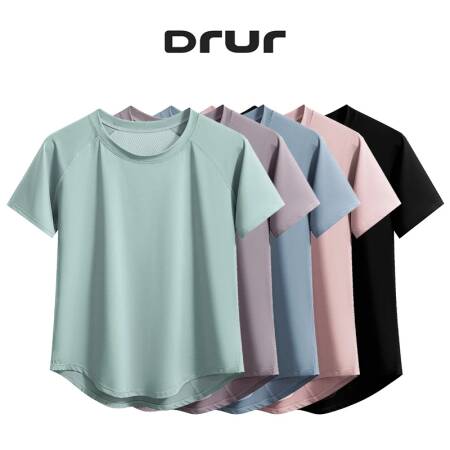 DRUR قمصان اليوغا الصيفية ملابس الصالة الرياضية النساء بلايز رياضية قصيرة الأكمام الجولة الرقبة سريعة الجافة تشغيل تي شيرت تجريب ملابس رياضية 2025