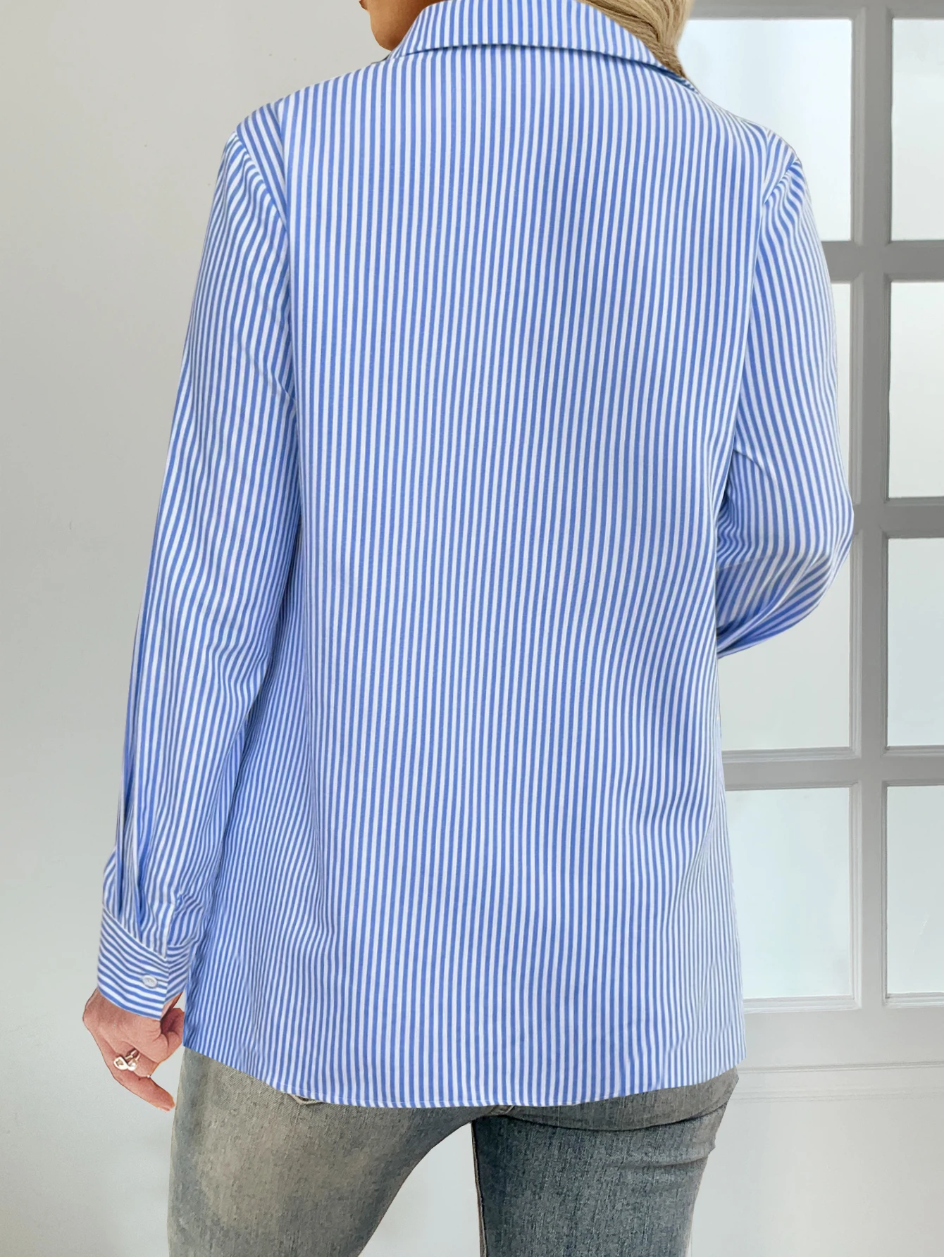 مزاجه فضفاض امرأة قميص أزياء عارضة بلوزة أنيقة طويلة الأكمام امرأة قميص عطلة نهاية الأسبوع الأعلى - Image 2