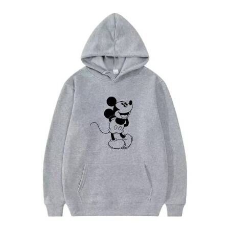 ديزني ميكي ماوس المبيعات الساخنة نمط امرأة رمادي شتاء فضفاض ملابس الرجعية البلوفرات السيدات رخيصة هوديس الرجال بلوزات