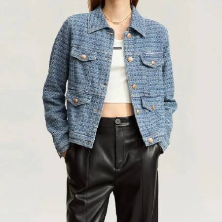 جاكيت دنيم نسائي أنيق بتصميم ريترو، كارديجان قصير، ملابس خارجية نسائية جديدة لربيع وصيف، نمط كوري شعبي