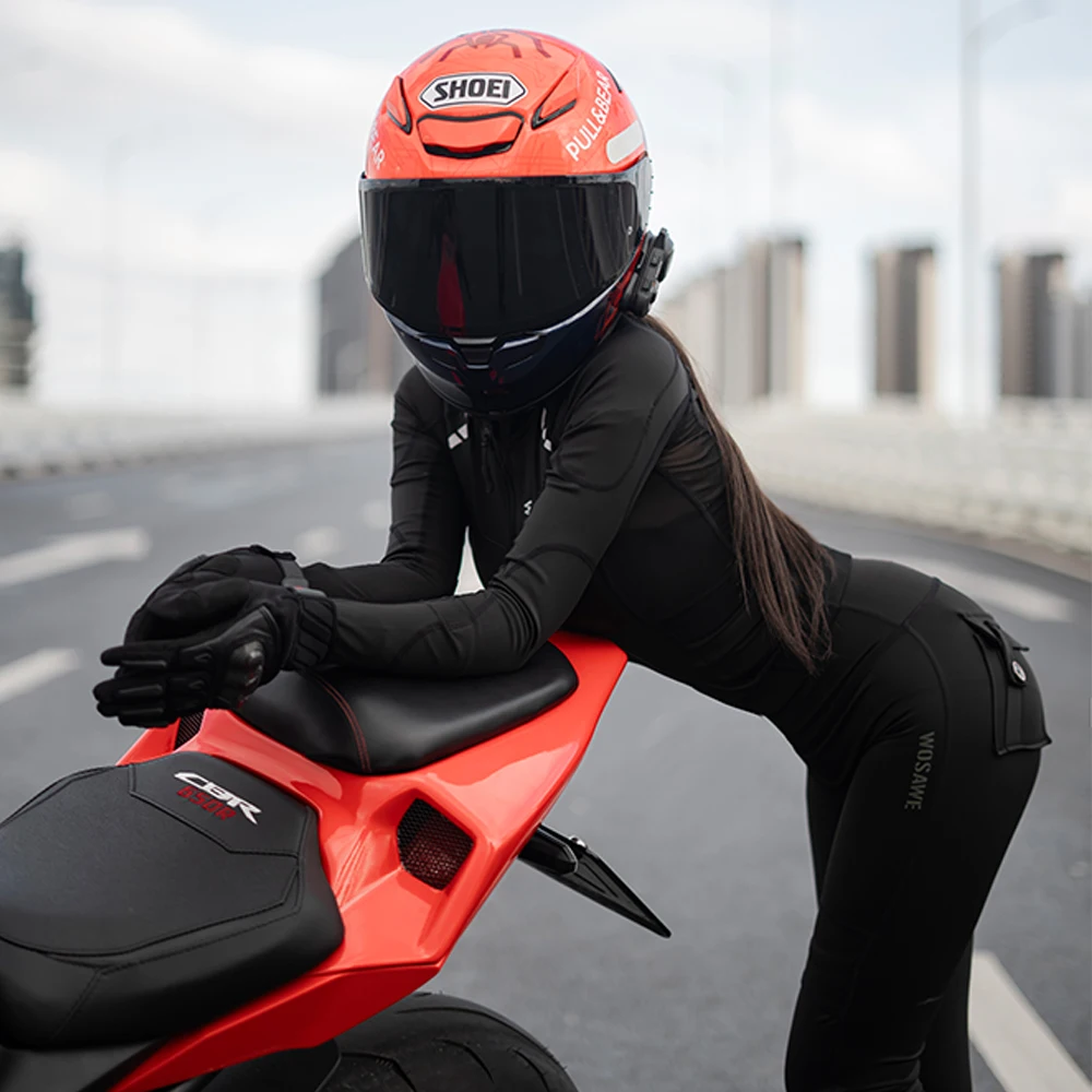 طقم جاكيت وسراويل للدراجات النارية للنساء من WOSAWE مع وسادات قابلة للإزالة، معدات حماية ناعمة، ملابس سباق الدراجات النارية الآمنة المعتمدة من CE - Image 4