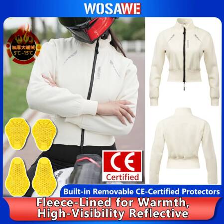 سترة دراجات نارية شتوية للنساء من WOSAWE مع وسائد حماية معتمدة من CE، ملابس ركوب الدراجات النارية غير الرسمية