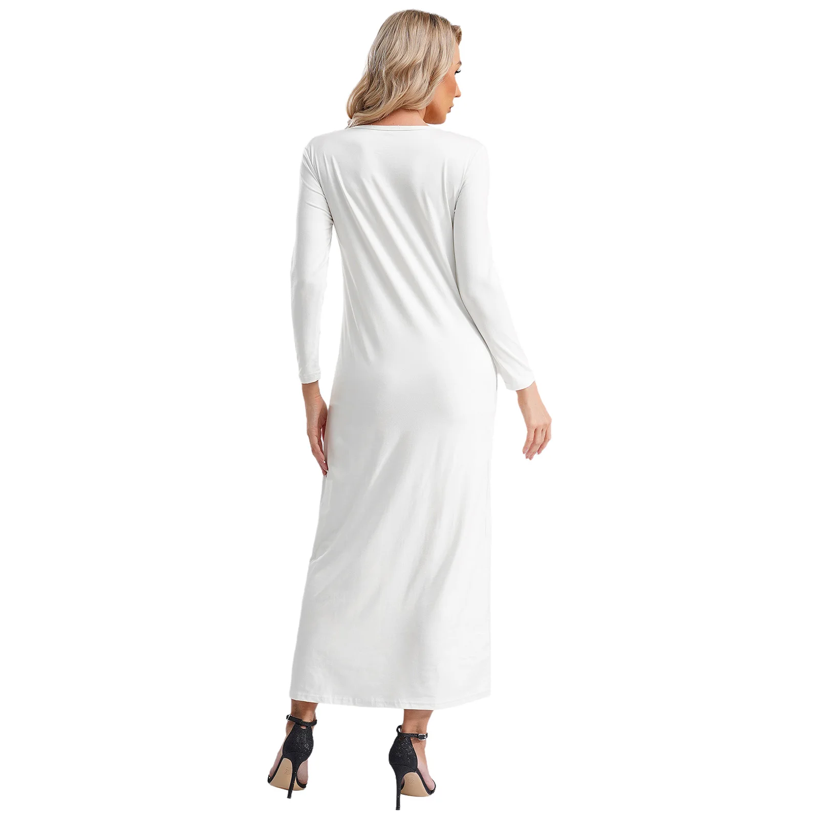 عبايات نسائية فستان عربي إسلامي كم طويل صلاة إسلامية دبي قفطان أردية طويلة فضفاضة أساسية ماكسي فستان طويل دبي قفطان - Image 2