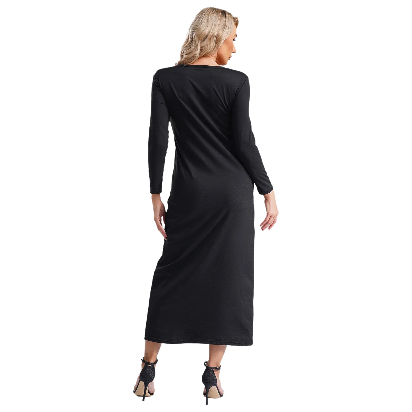 عبايات نسائية فستان عربي إسلامي كم طويل صلاة إسلامية دبي قفطان أردية طويلة فضفاضة أساسية ماكسي فستان طويل دبي قفطان - Image 5