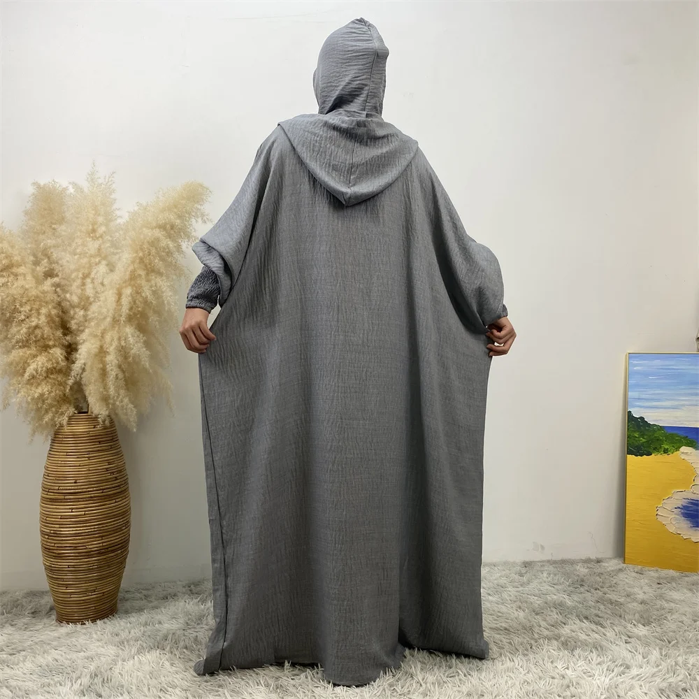 عبايات نسائية 12 لونًا ملابس صلاة إسلامية لرمضان مع جلابة بغطاء للرأس وأكمام تشبه جناح الخفّاش رداء عربي للعيد جلاب - Image 4