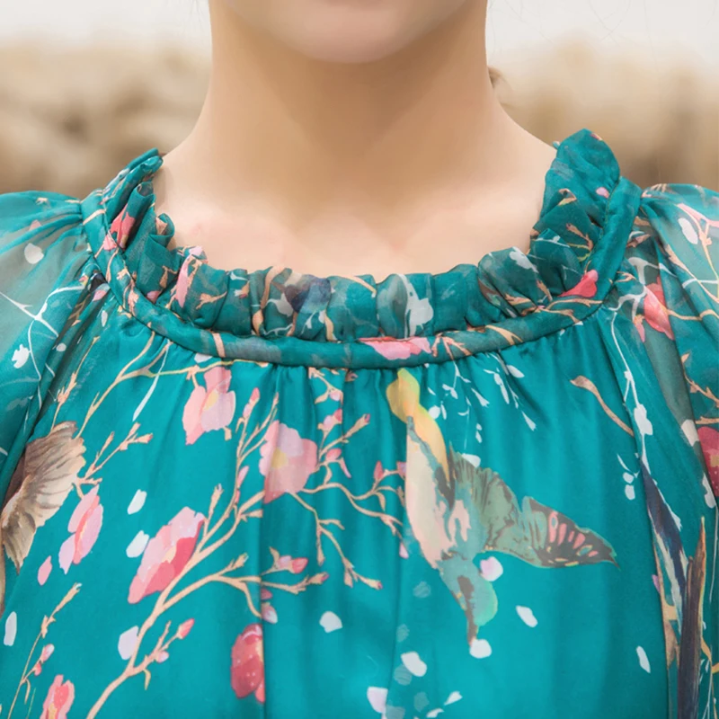 فستان حفلات نسائي بطبعة زهور بوهو ، موضة أنيقة ، شيفون فضفاض ، كم طويل ، عباية إسلامية ، ملابس إسلامية ، رداء ، موضة ، - Image 5