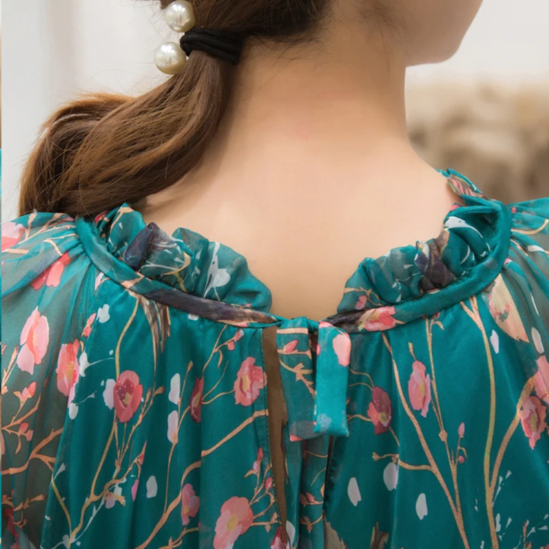 فستان حفلات نسائي بطبعة زهور بوهو ، موضة أنيقة ، شيفون فضفاض ، كم طويل ، عباية إسلامية ، ملابس إسلامية ، رداء ، موضة ، - Image 6