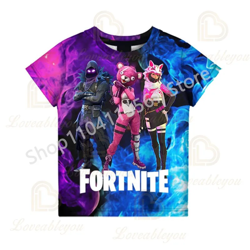 F-Fortnited ثلاثية الأبعاد تي شيرت 2025 جديد الرجال النساء الأطفال كول الصيف الشارع الشهير بلايز عادية صبي فتاة الاطفال تي شيرت الملابس - Image 3