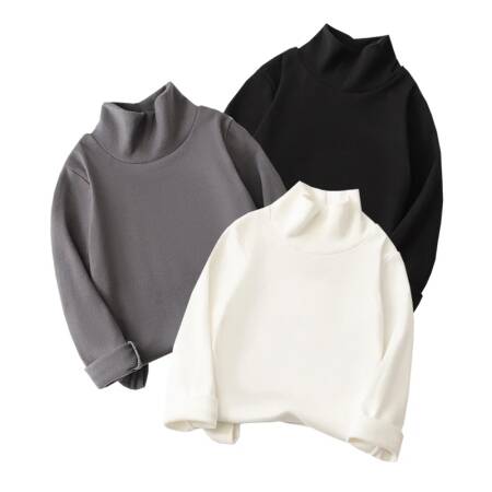 1 قطع الأطفال تي شيرت لطيف الكرتون الصلبة أعلى الطفل الملابس الكورية الاطفال نصف عالية طوق طويلة الأكمام قاعدة قميص الفتيات الفتيان التي شيرت