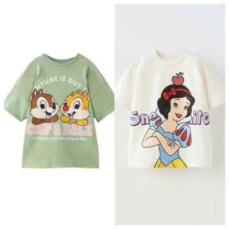 ملابس الصيف للأطفال والفتيان ديزني هابي كارتون مطبوعة تي شيرت أزياء الفتيات قصيرة الأكمام جولة الرقبة الأعلى