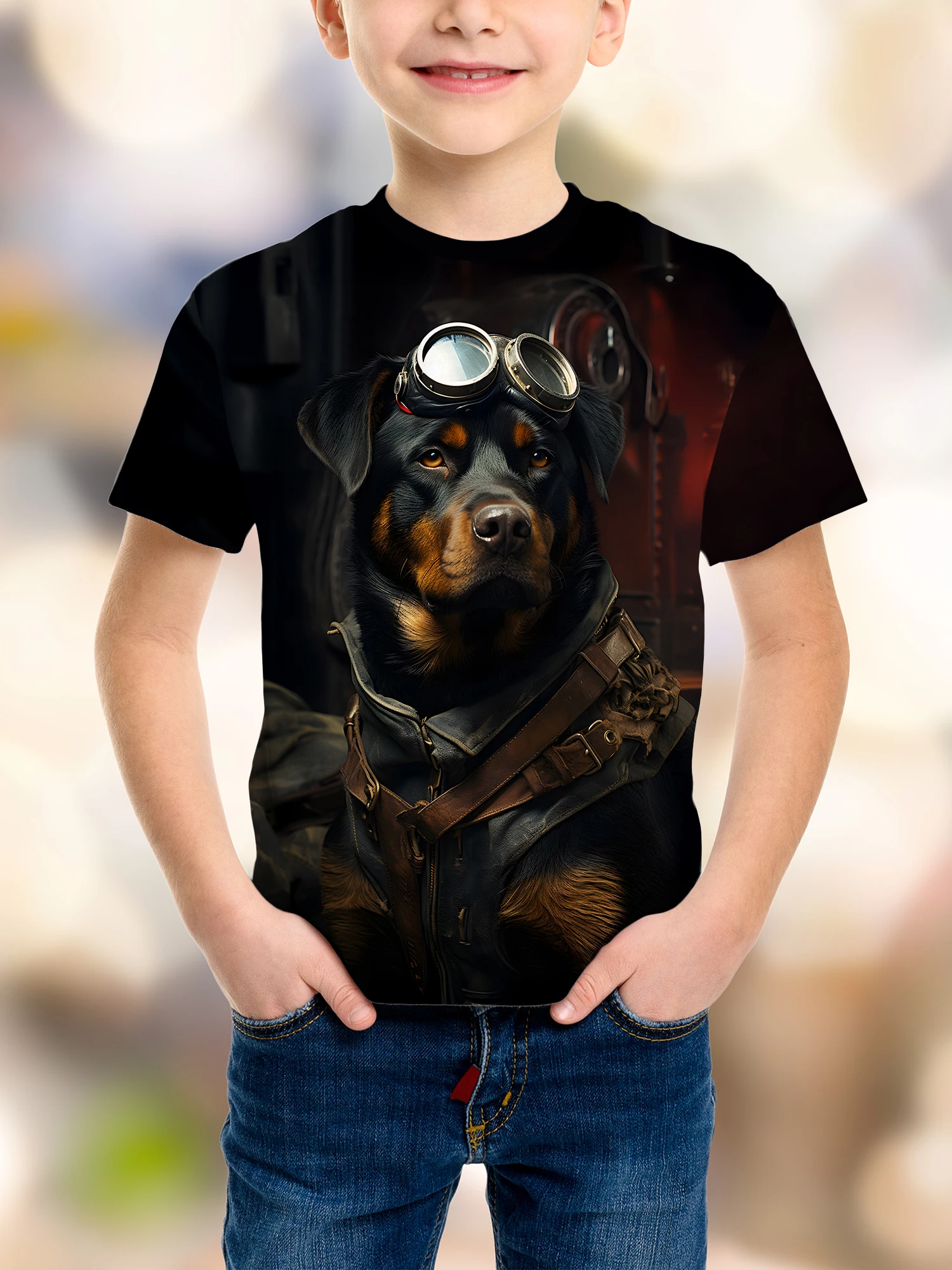 ثلاثية الأبعاد مطبوعة متعة تي شيرت كلب لصبي دعوى شهم الجرافيك قصيرة الأكمام تيز الصيف موضة الجولة الرقبة بلايز الشارع تي شيرت - Image 3