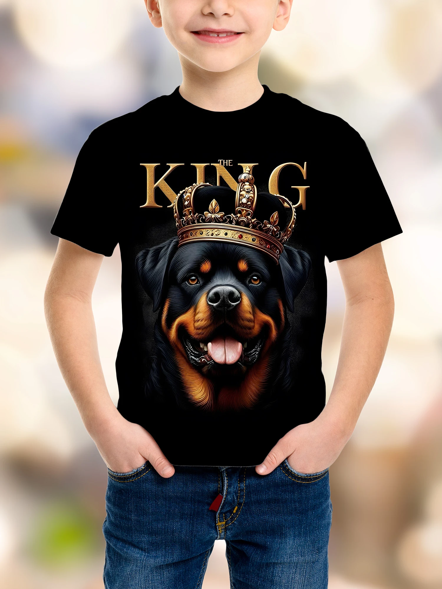 ثلاثية الأبعاد مطبوعة متعة تي شيرت كلب لصبي دعوى شهم الجرافيك قصيرة الأكمام تيز الصيف موضة الجولة الرقبة بلايز الشارع تي شيرت - Image 2