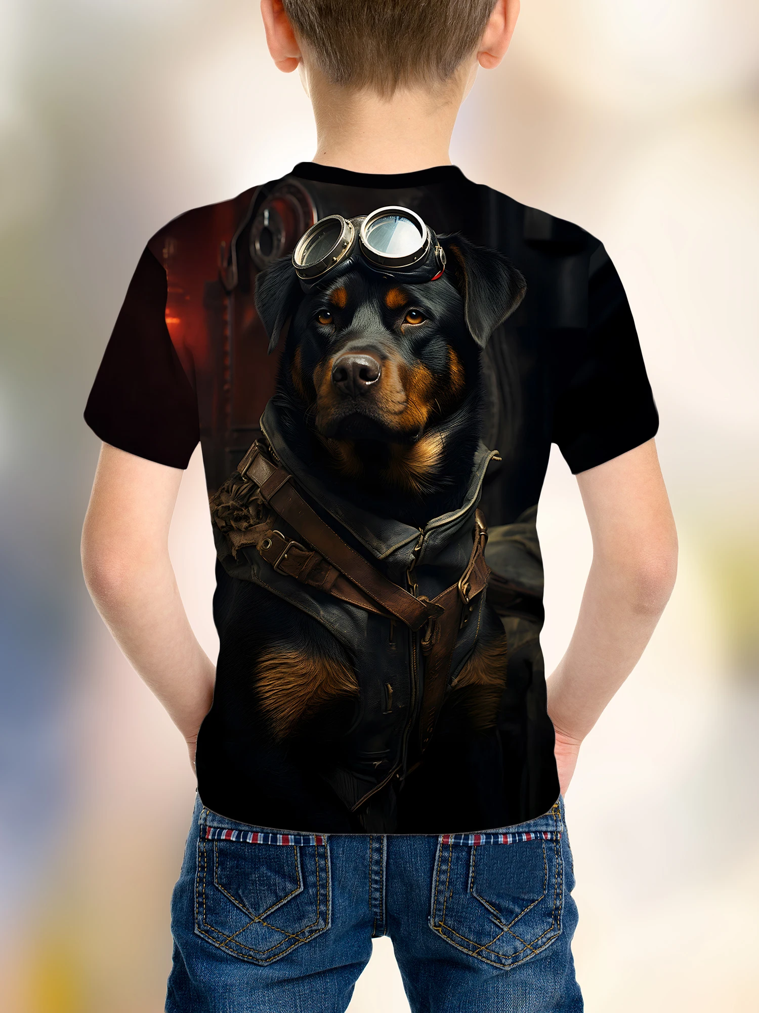 ثلاثية الأبعاد مطبوعة متعة تي شيرت كلب لصبي دعوى شهم الجرافيك قصيرة الأكمام تيز الصيف موضة الجولة الرقبة بلايز الشارع تي شيرت - Image 4