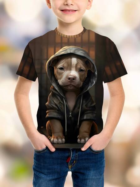 ثلاثية الأبعاد مطبوعة متعة تي شيرت كلب لصبي دعوى شهم الجرافيك قصيرة الأكمام تيز الصيف موضة الجولة الرقبة بلايز الشارع تي شيرت