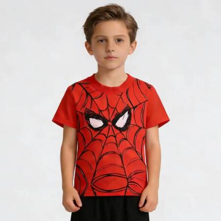 تي شيرت صيفي للأطفال مطبوع ثلاثي الأبعاد بتصميم ديدبول - للأولاد والبنات، سريع الجفاف وقابل للتنفس بأكمام قصيرة