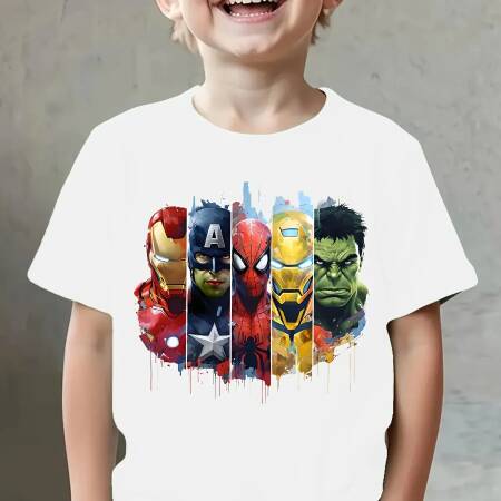 قميص صيفي للأطفال بتصميم سبايدرمان، مريح من القطن الخالص، بأكمام قصيرة ونقوش، مناسب للأولاد والبنات، ملابس متناسقة للوالدين والأطفال