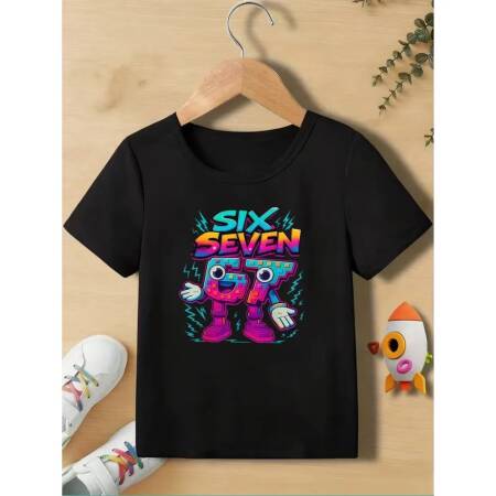 قميص صيفي للأطفال بأكمام قصيرة مطبوع عليه 67677، تي شيرت قطني مريح للأولاد بتصميم عصري