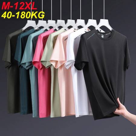 180 كجم 12xl 11xl 10xl 9xl تي شيرت الرجال اضافية كبيرة الحجم سريعة الجافة الجولة الرقبة قصيرة الأكمام المتضخم بلايز المحملة ملابس فضفاضة كبيرة