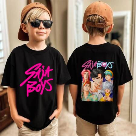 تي شيرت فينتاج سجا بويز كي-كيبوب بطبعة ديمون هانت إي آر إس، تي شيرت أنيمي بأكمام قصيرة، قميص صيفي للبنات والأولاد، ملابس كاجوال برقبة دائرية