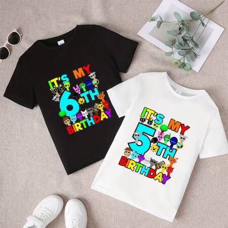 الصيف قصيرة الأكمام Sprunki Incredibox طباعة الأطفال تي شيرت الاطفال ملابس الفتيان الفتيات القطن تيز القمم هدايا حفلة عيد ميلاد