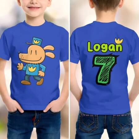 قميص عيد ميلاد مخصص للأطفال بتصميم رجل شرطة كلب، هدية مخصصة بالاسم والسن، تي شيرت قطني 100% لطيف ومضحك للبنات والأولاد